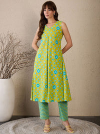 Indo Era Women Printed Regular Pure Cotton Kurta with Trousers