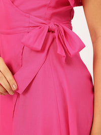 DressBerry Pastel Paradise Flutter Sleeves Wrap Tie-Up Mini Dress