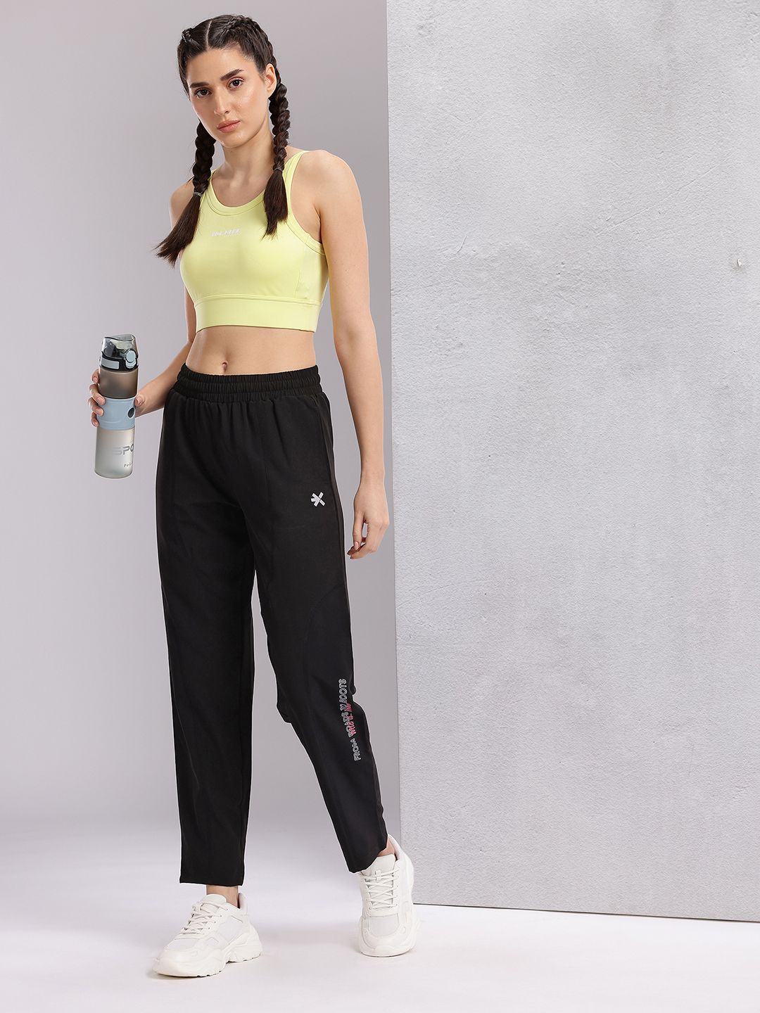 HRX by Hrithik Roshan Women Typography Print Mid-rise Running Track Pants