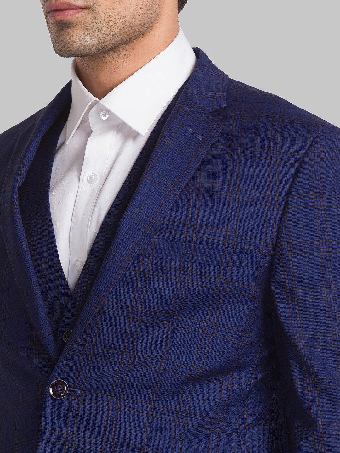 Park Avenue Men Checked Single-Breasted Super Slim-Fit 3-Piece Suit