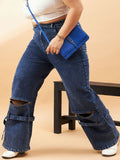 SASSAFRAS Curve Women Plus Size Comfort High-Rise Light Fade Stretchable Jeans