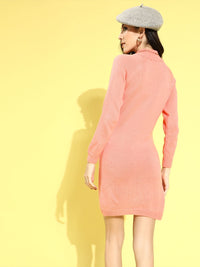 STREET 9 BASICS Peach-Coloured Acrylic Jumper Mini Dress