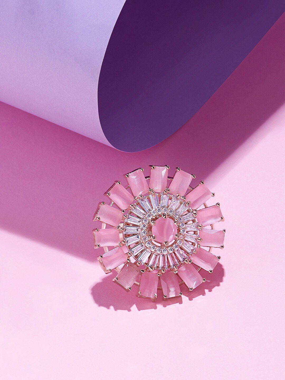 Cincin Jari Boleh Laras Zaveri Pearls Rose Saduran Emas CZ