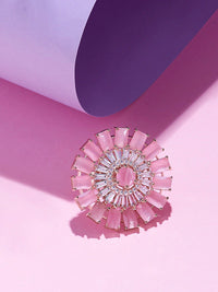 Zaveri Pearls Rose Gold-Plated CZ-Studded Adjustable Finger Ring