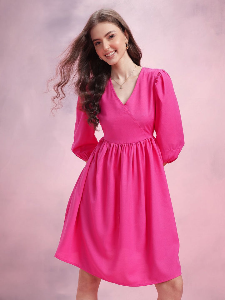 DressBerry Puff Sleeve A-Line Dress