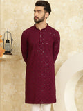 SOJANYA Dihiasi Kolar Mandarin Kurta Kapas Tulen Lurus