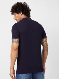 SPYKAR Polo Collar Applique Slim Fit Cotton Casual T-Shirt