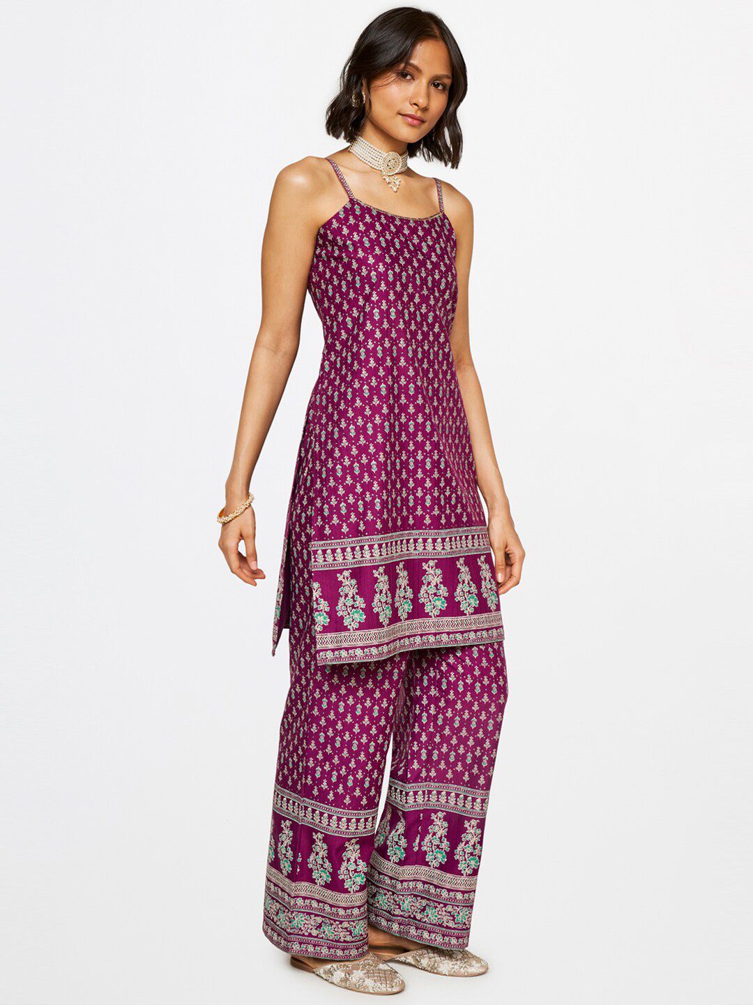 Global Desi Ethnic Motifs Printed Kurta with Palazzos