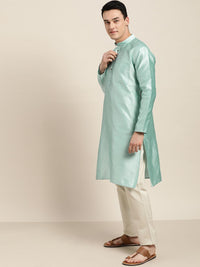 SOJANYA Men Blue Woven Design Straight Kurta