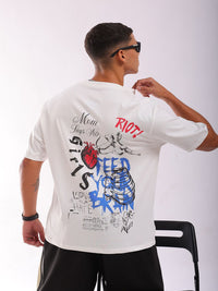 The Indian Garage Co Men Pure Cotton Back Printed Boxy Oversized Round Neck T-shirt