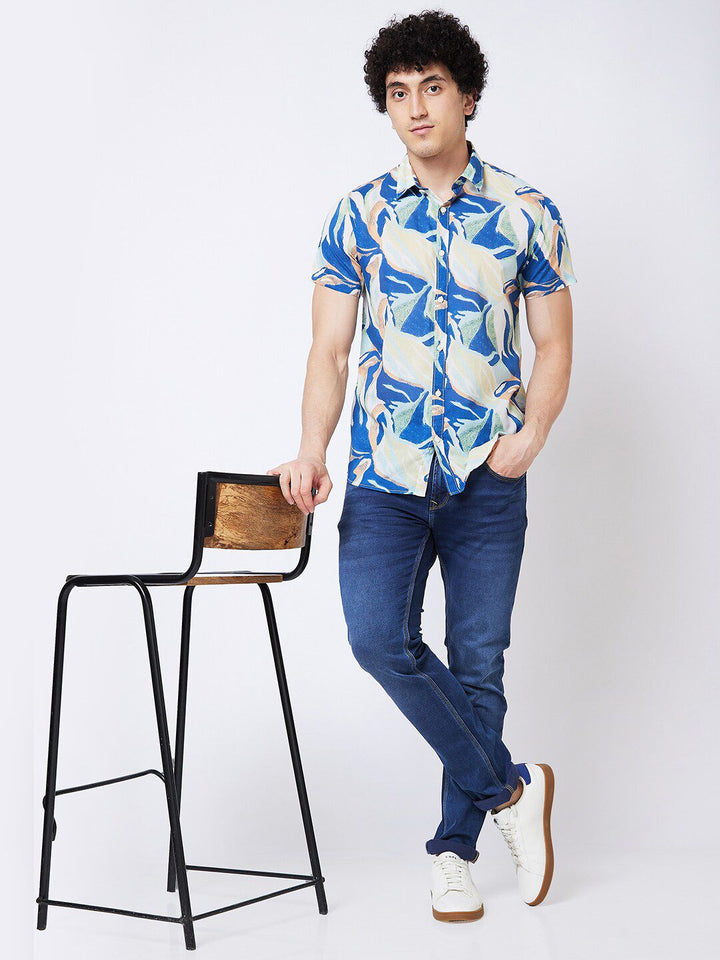SPYKAR Slim Fit Opaque Printed Cotton Casual Shirt