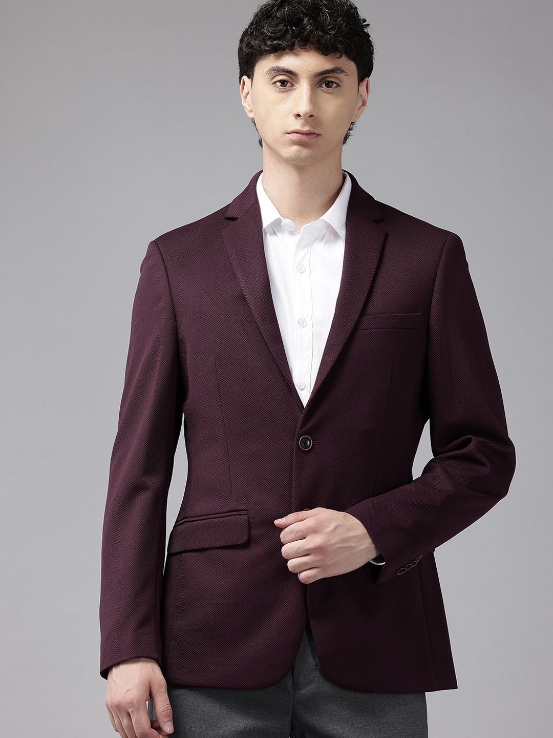 Park Avenue Notched Lapel Collar Single Breasted Formal Blazer