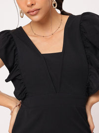 DressBerry Urban Elegance Ruffled Sheath Mini Dress With Slit