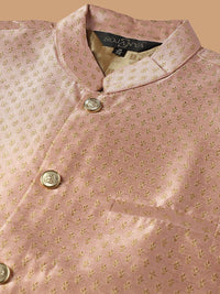 SOJANYA Embroidered Sequinned Pure Cotton Kurta with Churidar & Woven Design Nehru Jacket