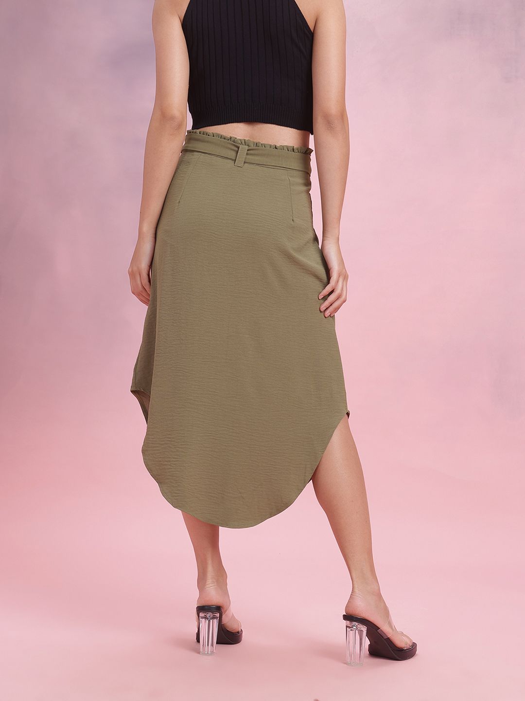 DressBerry Button Detailed A-Line Midi Skirt With Belt