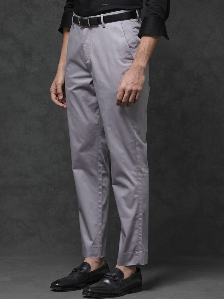 RARE RABBIT Men Comotel Mid-Rise Cotton Regular Fit Trouser