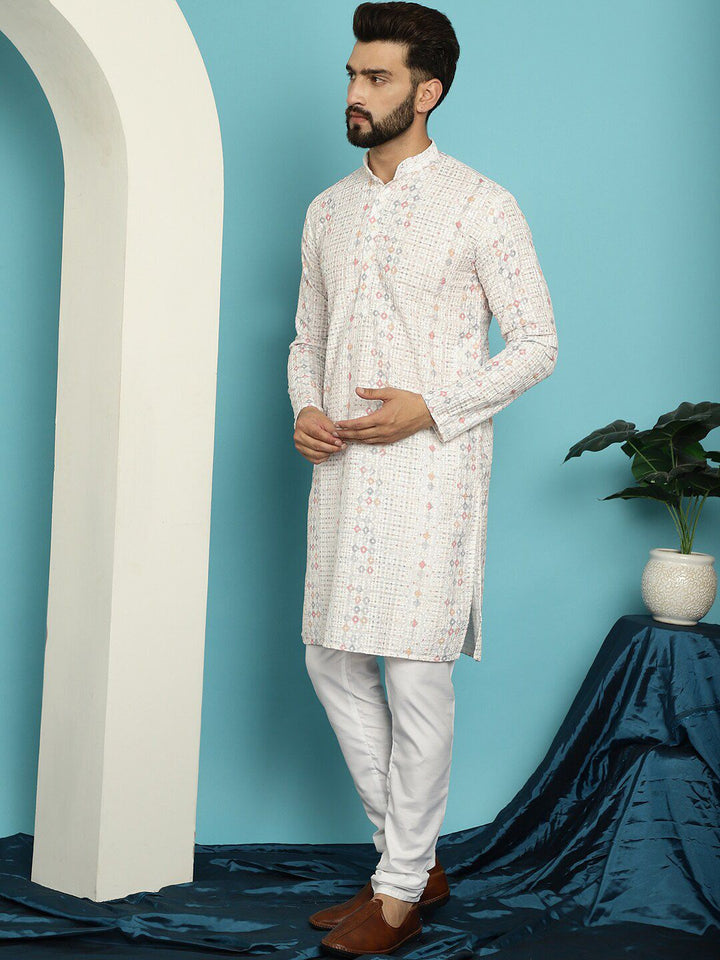 SOJANYA Kurta Kapas Tulen Bersulam Labuci dengan Set Pijama