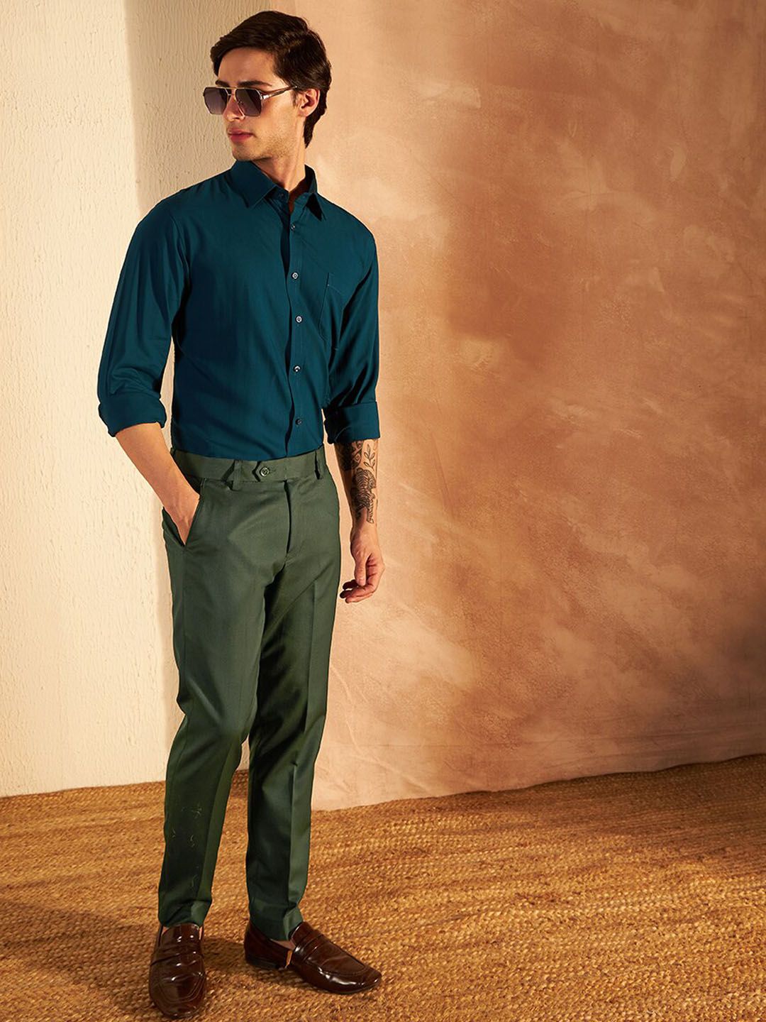 DENNISON Men Smart Tapered Fit Easy Wash Trousers