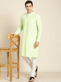 SOJANYA Men Lime Green Solid Straight Kurta