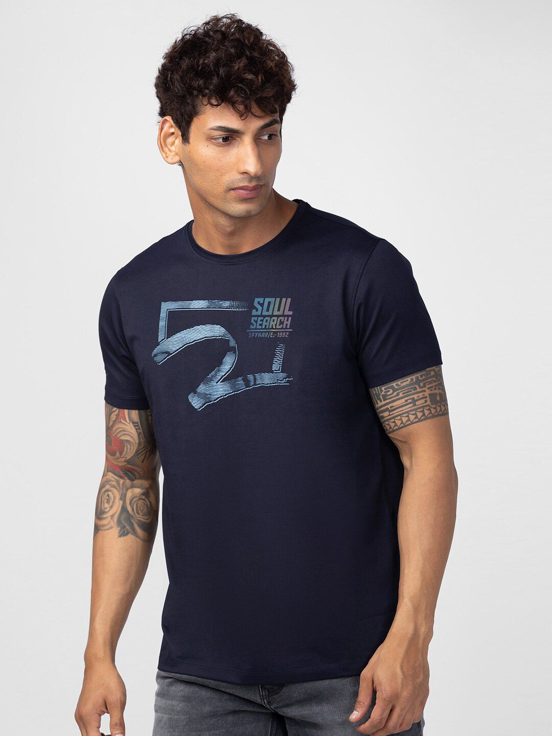 SPYKAR Men Typography Printed Cotton T-shirt