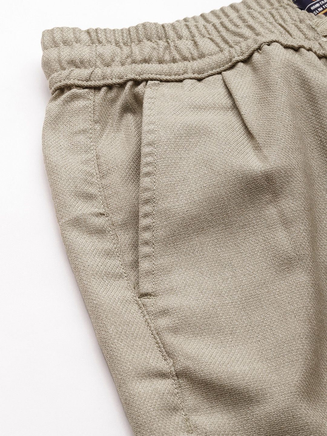 The Indian Garage Co Men Self Design Chinos Trousers