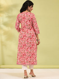 Rain & Rainbow Floral Printed A-line Calf-Length Kurta