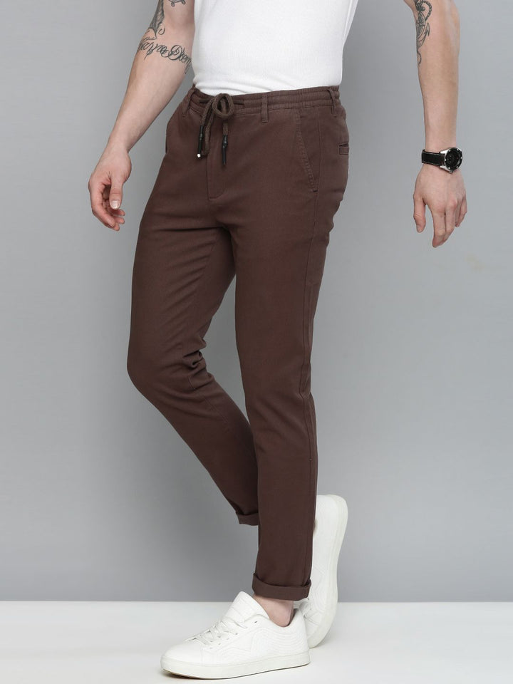 The Indian Garage Co Men Brown Slim Fit Chinos Trousers