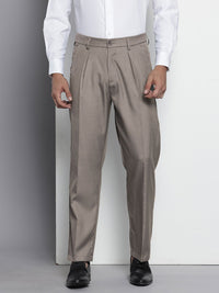 The Indian Garage Co. X Men Relaxed Straight Fit Textured Pleated Formal Trousers
