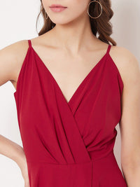 Berrylush Women Red Solid Maxi Dress