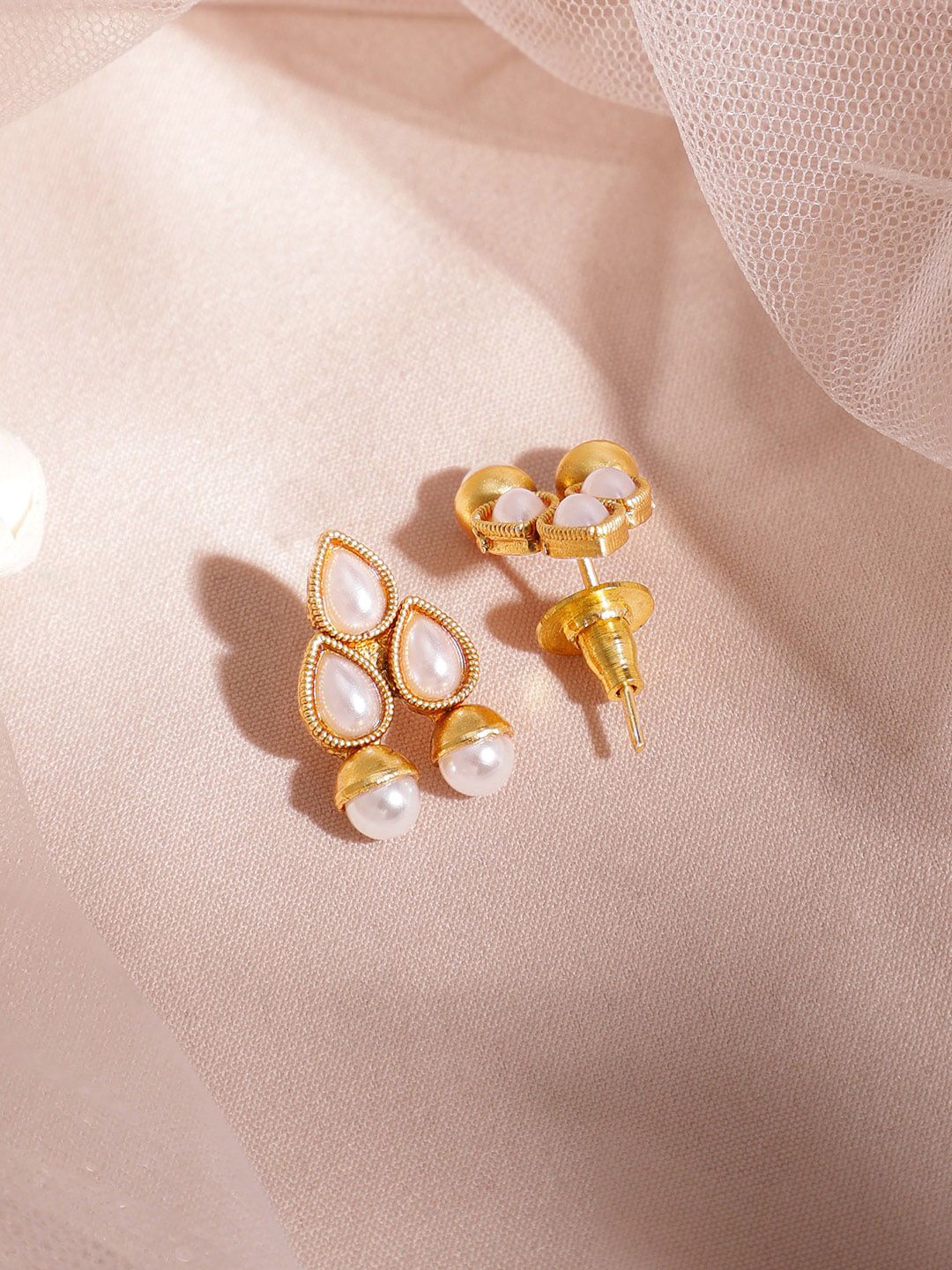 Rubans 18k emas bersalut mutiara putih manik kalung choker buatan tangan kontemporari