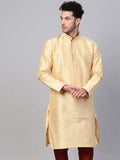 SOJANYA Men Cream-Coloured Solid Straight Kurta