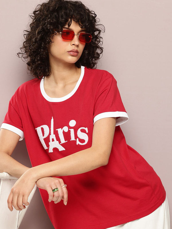 DILLINGER Typography Embroidered Pure Cotton Boxy T-shirt