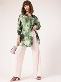 DressBerry Rugged Rhythm Dyed Drop-Shoulder Oversized Longline Shirt
