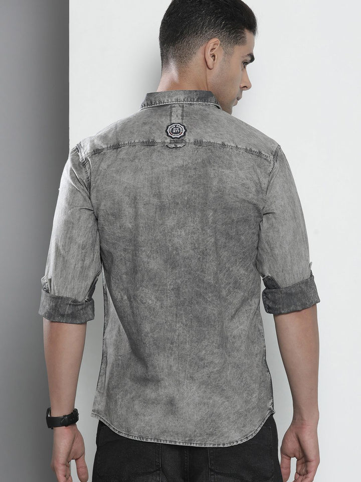 The Indian Garage Co Men Grey Checked Casual Shirt
