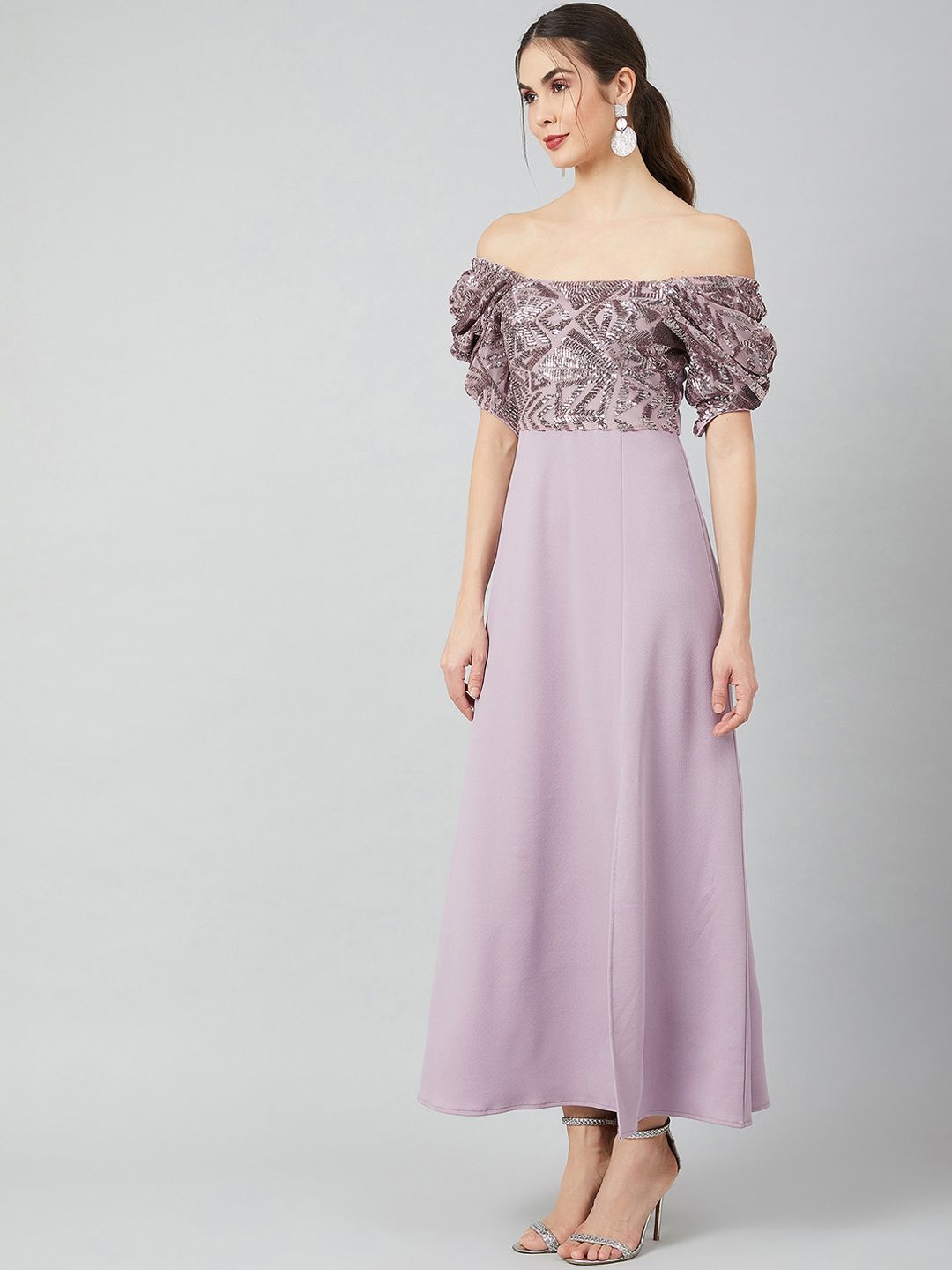 Athena Women Lavender Embellished Maxi Dress
