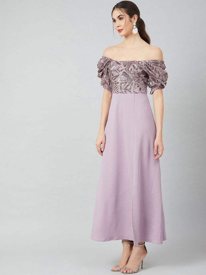 Athena Women Lavender Embellished Maxi Dress