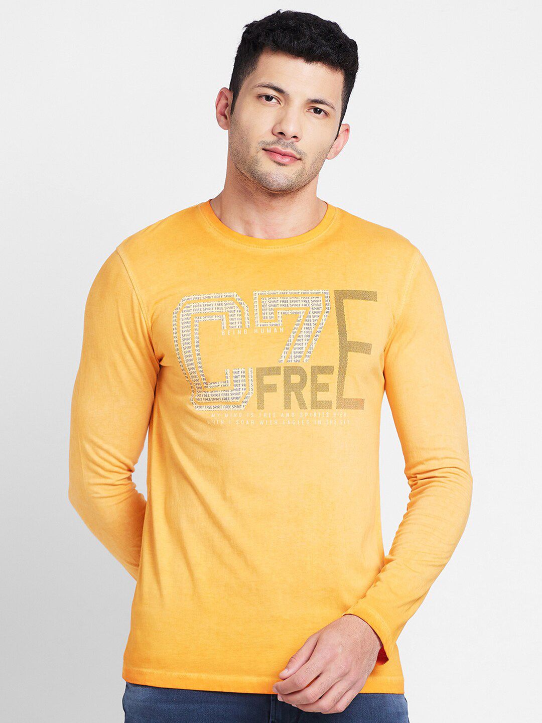 Being Human Typography Printed Round Neck Long Sleeves Regular T-shirt