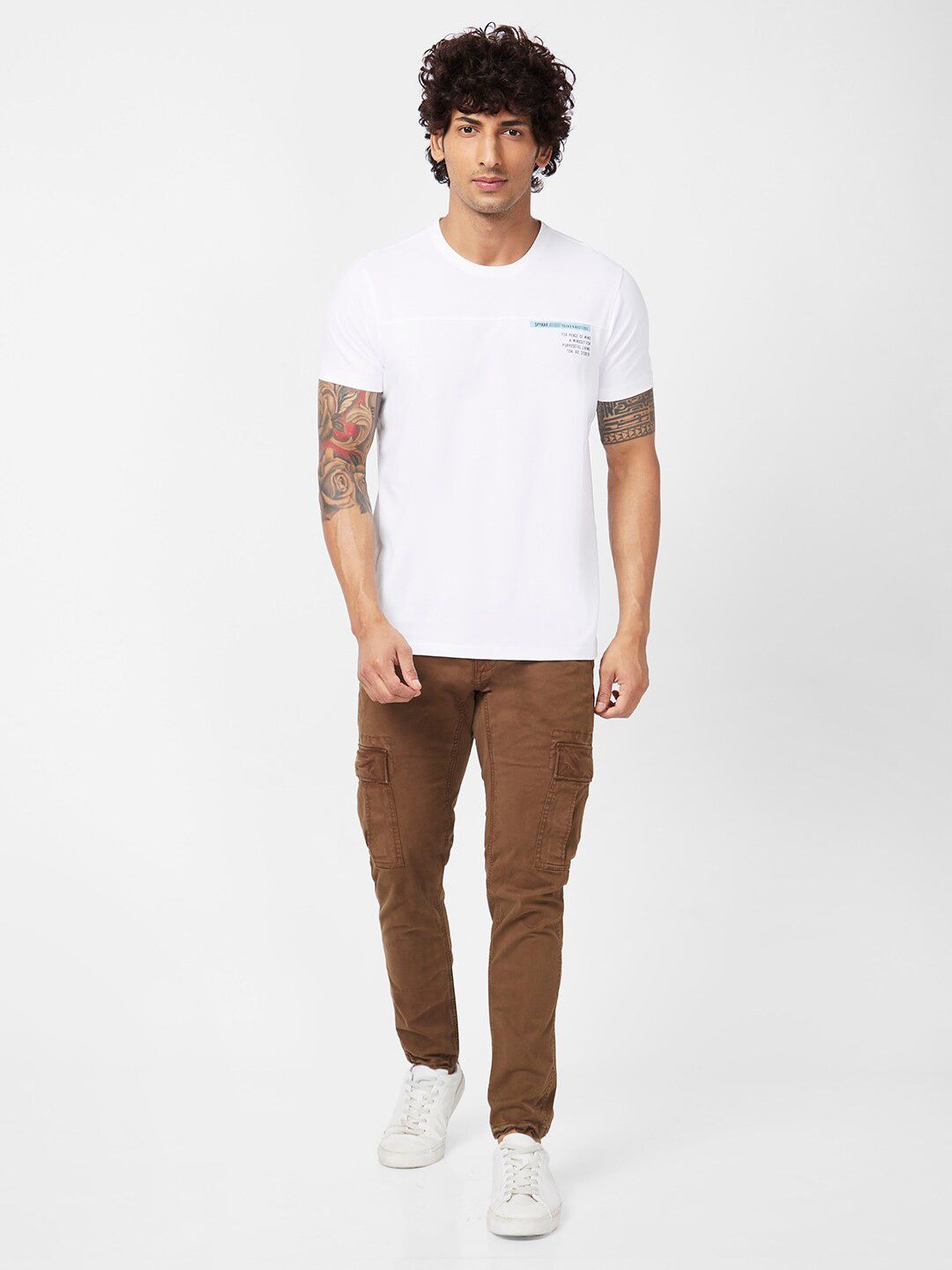 SPYKAR Typography Printed Round Neck Cotton Slim Fit T-shirt