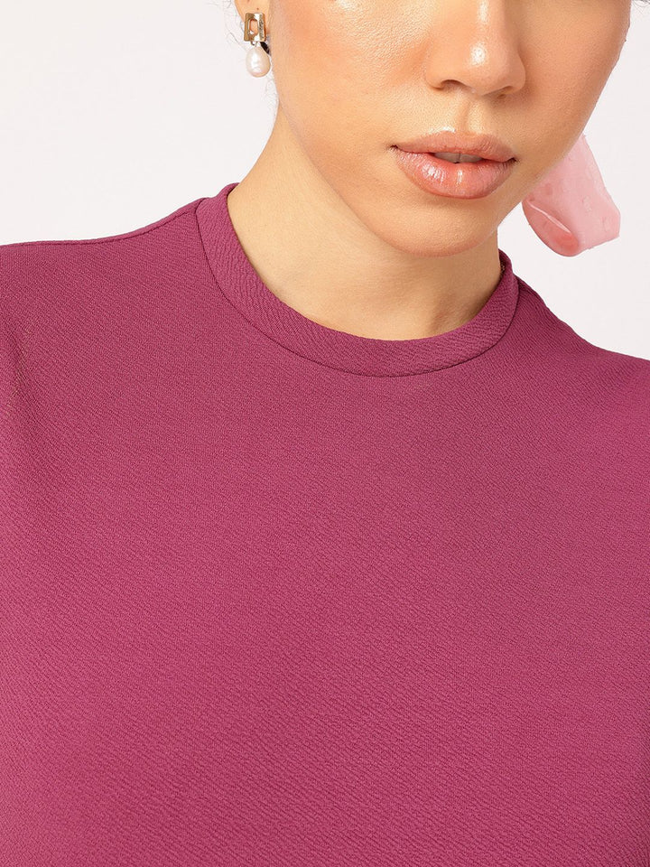 DressBerry Soft Girl Textured Turn-Up Sleeve Top