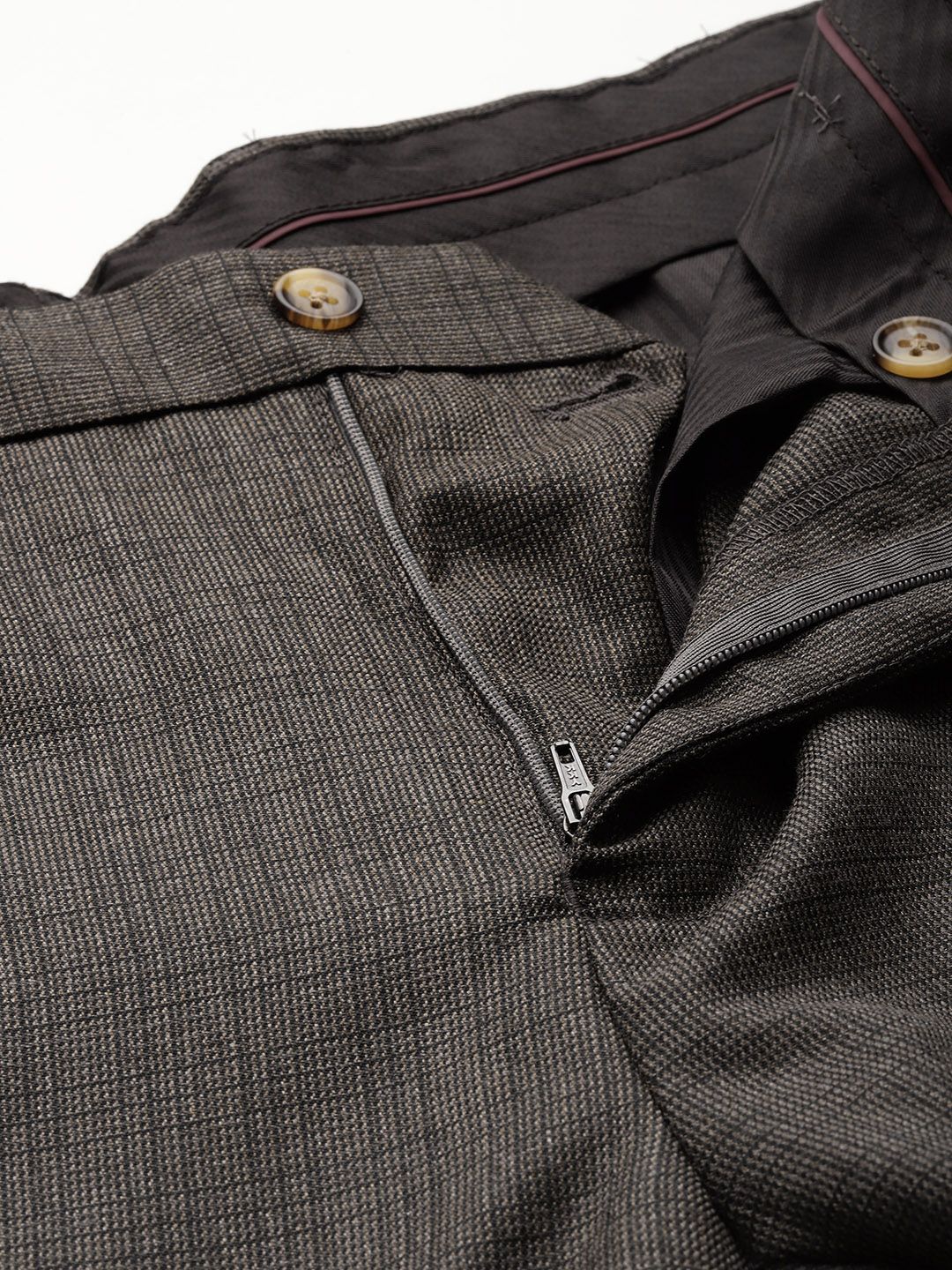 Raymond Men Textured Slim Fit Formal Trousers