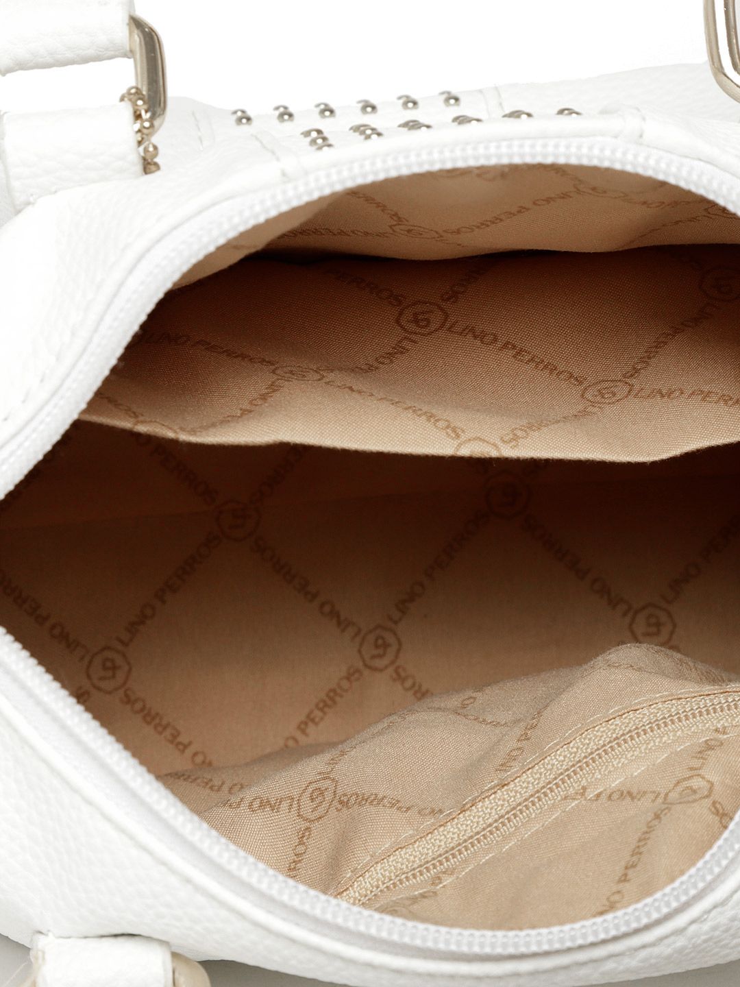 Lino Perros White Handheld Bag with Detachable Sling Strap