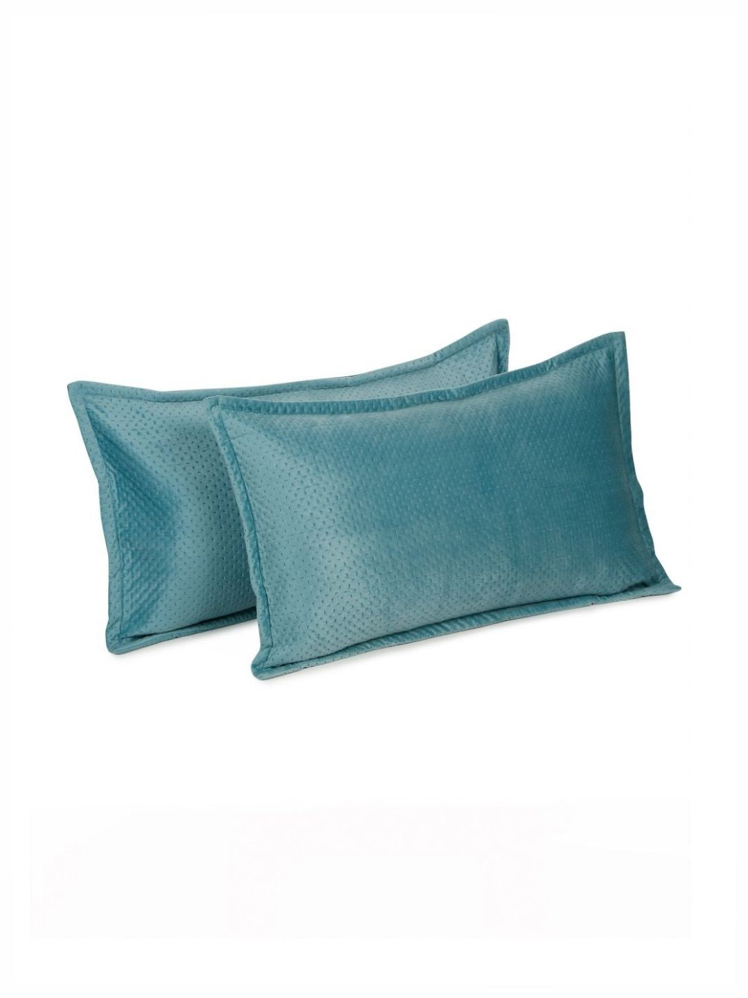 HOSTA HOMES Turquoise Blue 2 Pieces Self Design Rectangle Shaped Pillow Covers