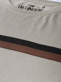 DILLINGER Men Grey  Black Striped Cotton Pure Cotton T-shirt