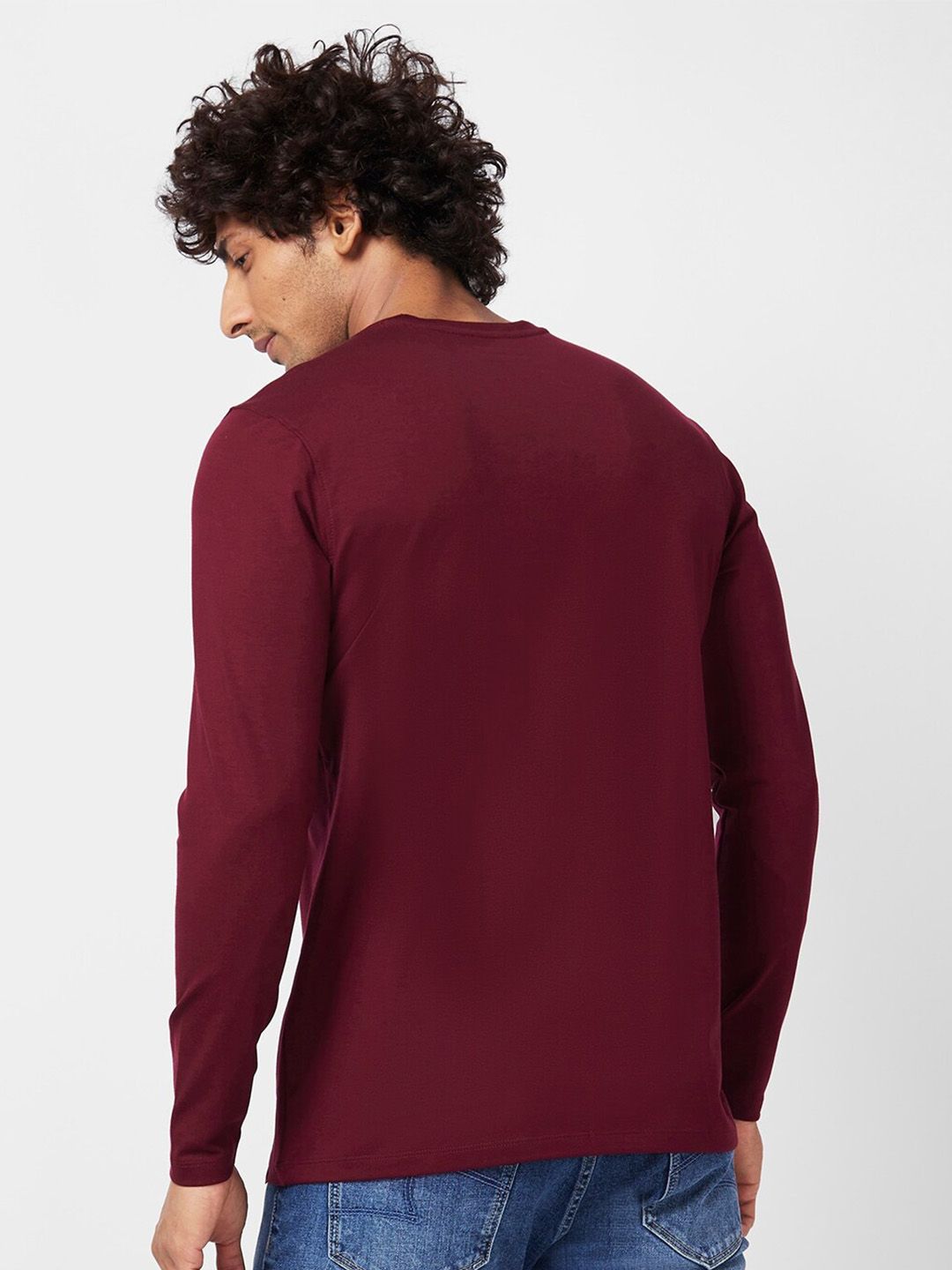 SPYKAR Typography Printed Long Sleeves Slim Fit Cotton T-Shirt
