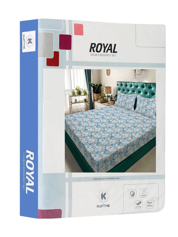 Moda Rapido X KLOTTHE Blue & White Floral 300 TC King Bedsheet with 2 Pillow Covers