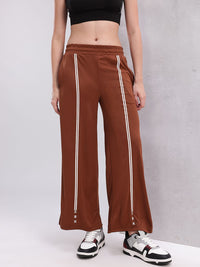 HRX by Hrithik Roshan Women Striped Mid-Rise Wide Leg Training Track pants with Side Slits