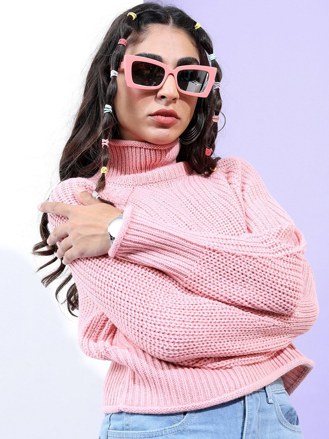 Tokyo Talkies Women Pink Crop Pullover
