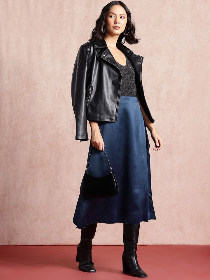 all about you Satin A-Line Midi Skirt