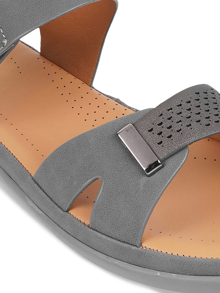 Mochi Textured Backstrap Suede Open Toe Flats