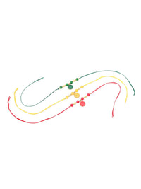 NVR Unisex Set of 3 Artificial Beads Thread Rakhi with Roli Chawal Chandan Mishri